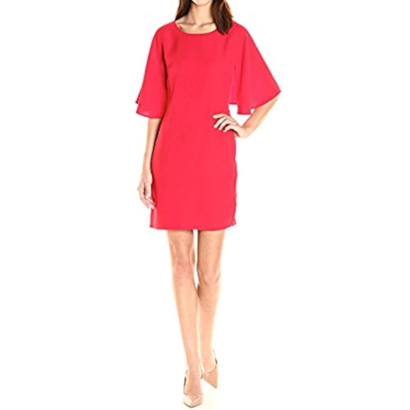 Vince Camuto Women's Cape Back Sheath Red Dress Size 2 - Picture 1 of 14